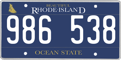 RI license plate 986538