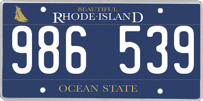 RI license plate 986539