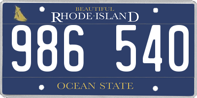 RI license plate 986540