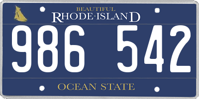 RI license plate 986542