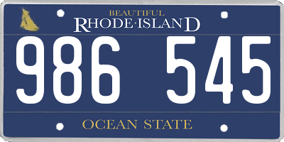 RI license plate 986545