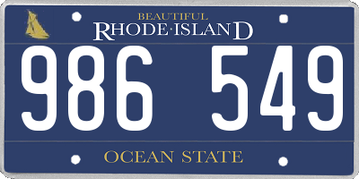 RI license plate 986549