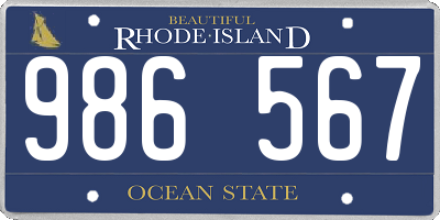 RI license plate 986567