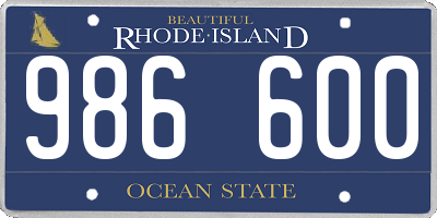 RI license plate 986600