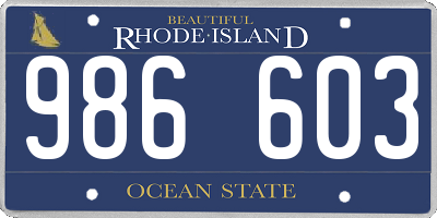 RI license plate 986603