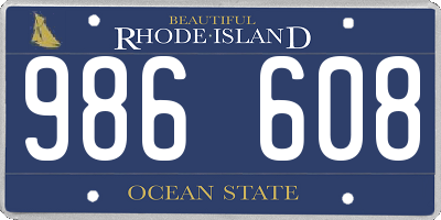 RI license plate 986608