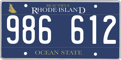 RI license plate 986612