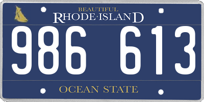 RI license plate 986613