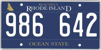 RI license plate 986642