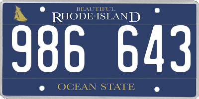 RI license plate 986643