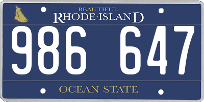 RI license plate 986647