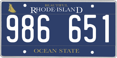 RI license plate 986651