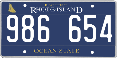 RI license plate 986654