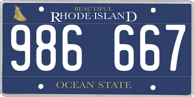 RI license plate 986667