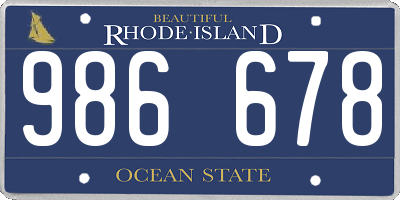 RI license plate 986678