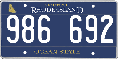 RI license plate 986692