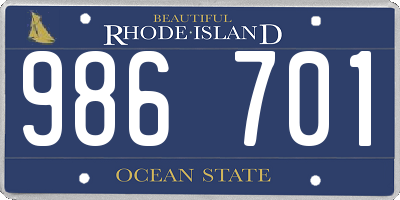 RI license plate 986701