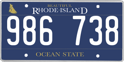 RI license plate 986738