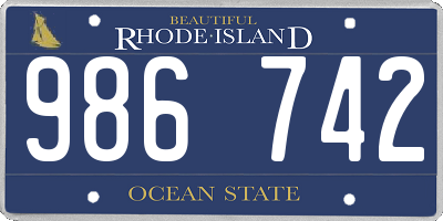 RI license plate 986742