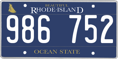 RI license plate 986752