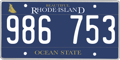 RI license plate 986753