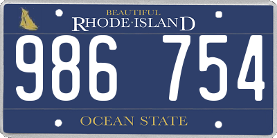 RI license plate 986754