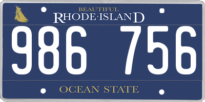 RI license plate 986756