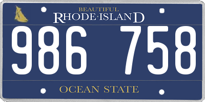 RI license plate 986758