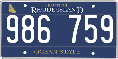 RI license plate 986759