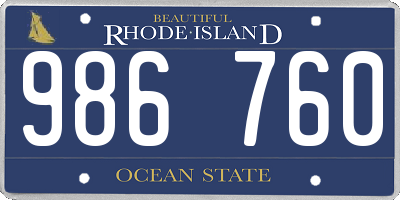 RI license plate 986760