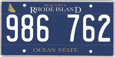 RI license plate 986762