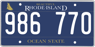 RI license plate 986770