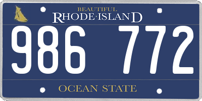 RI license plate 986772