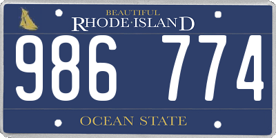 RI license plate 986774