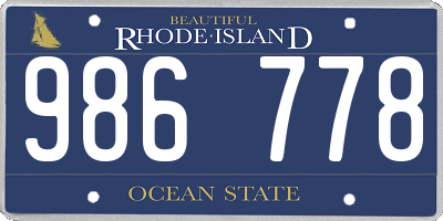 RI license plate 986778