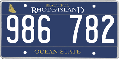 RI license plate 986782