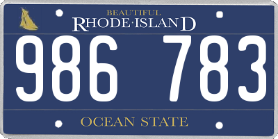 RI license plate 986783