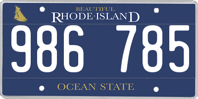 RI license plate 986785