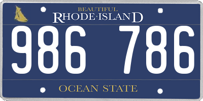 RI license plate 986786