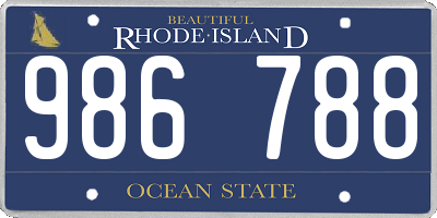 RI license plate 986788