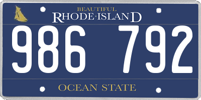 RI license plate 986792