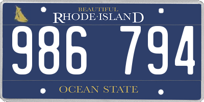 RI license plate 986794