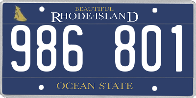 RI license plate 986801