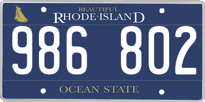 RI license plate 986802