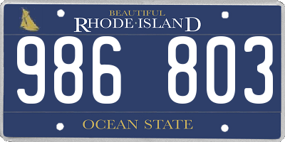 RI license plate 986803