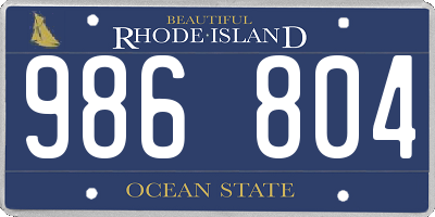 RI license plate 986804