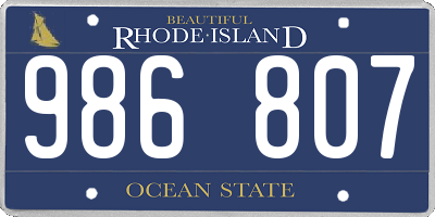 RI license plate 986807