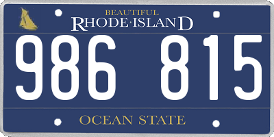 RI license plate 986815