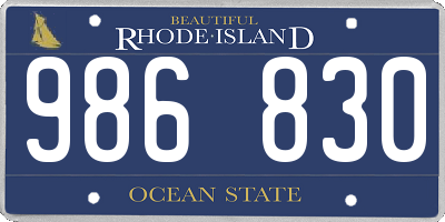 RI license plate 986830