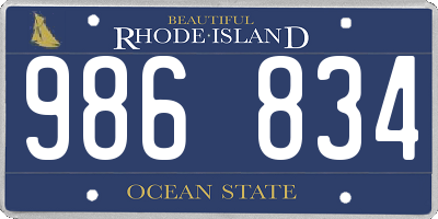 RI license plate 986834